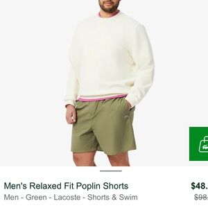 Lacoste Men's Khaki Green Poplin Shorts